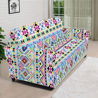 Colorful Aztec Geometric Pattern Print Sofa Cover