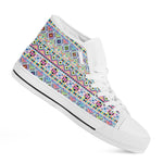 Colorful Aztec Geometric Pattern Print White High Top Shoes