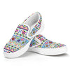 Colorful Aztec Geometric Pattern Print White Slip On Shoes