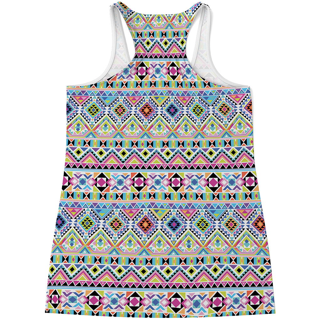Colorful Aztec Geometric Pattern Print Women's Racerback Tank Top