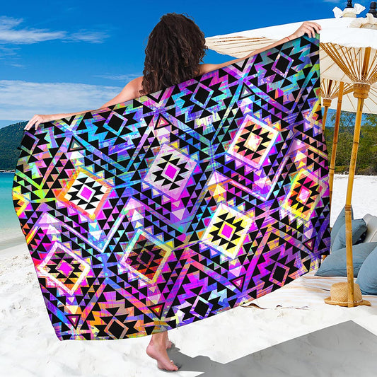 Colorful Aztec Pattern Print Beach Sarong Wrap