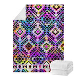 Colorful Aztec Pattern Print Blanket