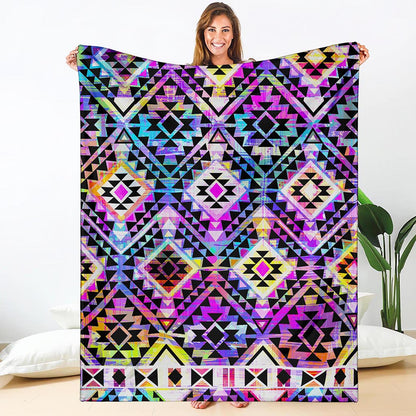 Colorful Aztec Pattern Print Blanket