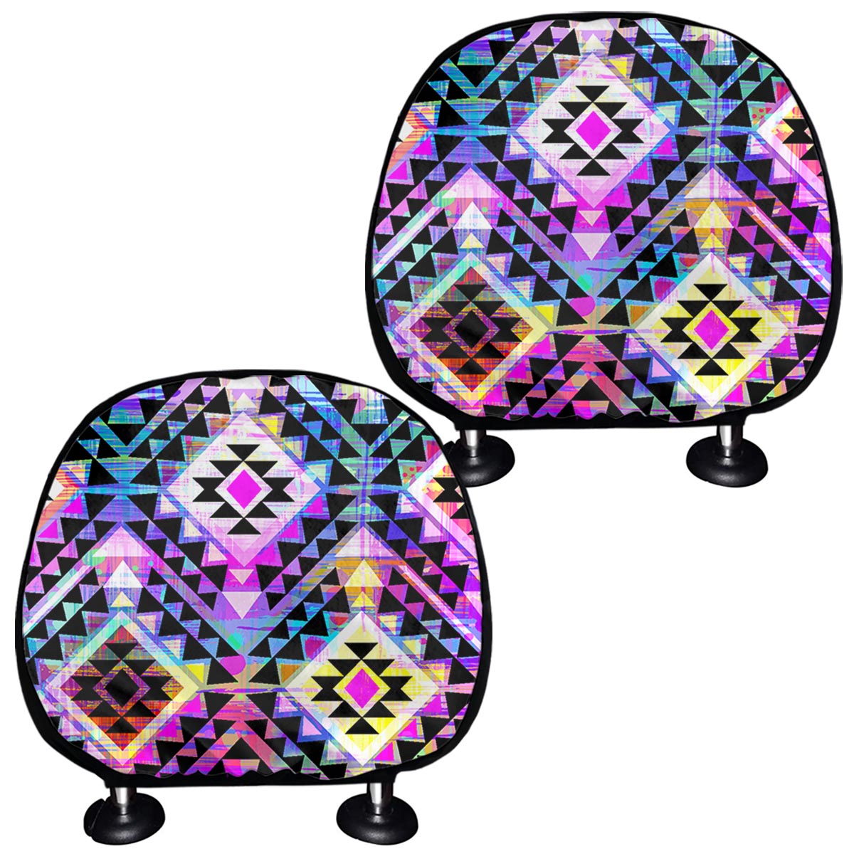 Colorful Aztec Pattern Print Car Headrest Covers