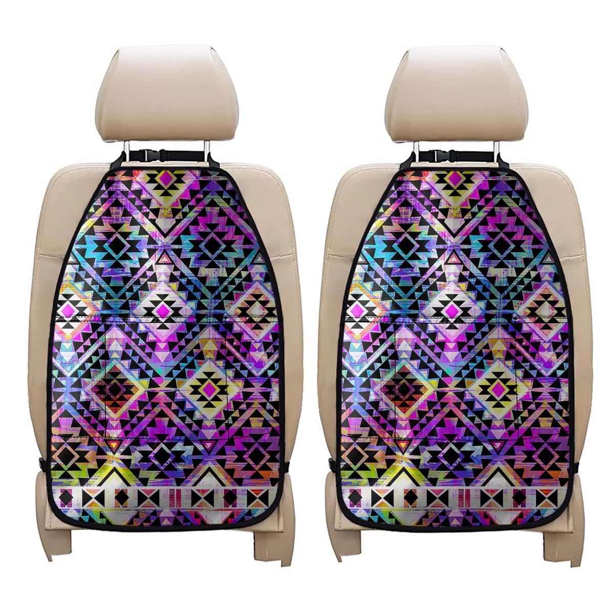 Colorful Aztec Pattern Print Car Seat Organizers