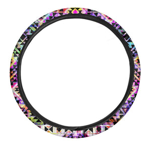 Colorful Aztec Pattern Print Car Steering Wheel Cover