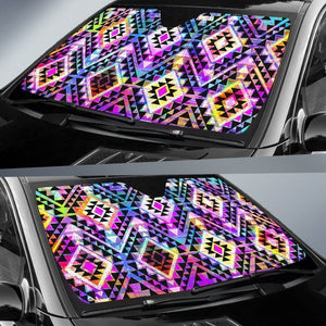 Colorful Aztec Pattern Print Car Sun Shade GearFrost