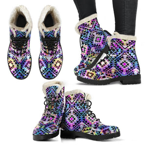 Colorful Aztec Pattern Print Comfy Boots GearFrost