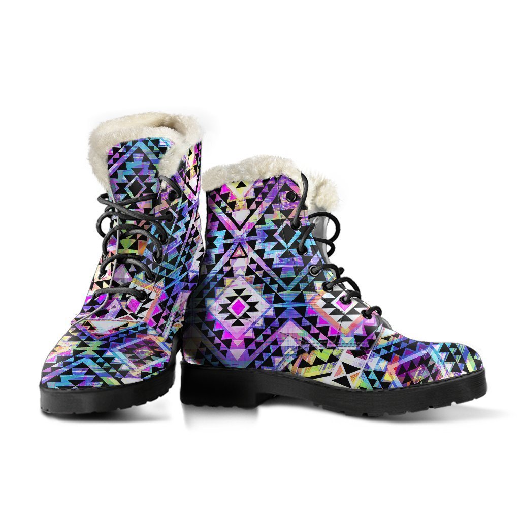Colorful Aztec Pattern Print Comfy Boots GearFrost