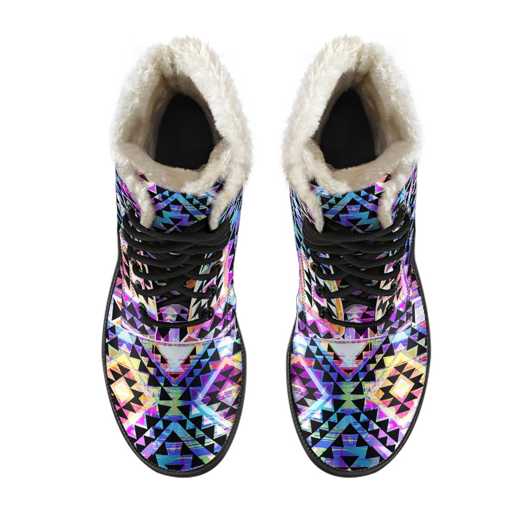 Colorful Aztec Pattern Print Comfy Boots GearFrost