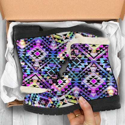 Colorful Aztec Pattern Print Comfy Boots GearFrost