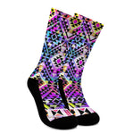 Colorful Aztec Pattern Print Crew Socks