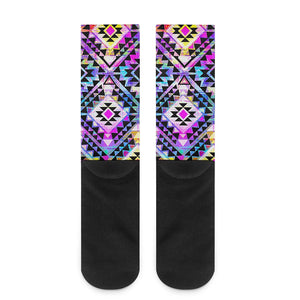 Colorful Aztec Pattern Print Crew Socks