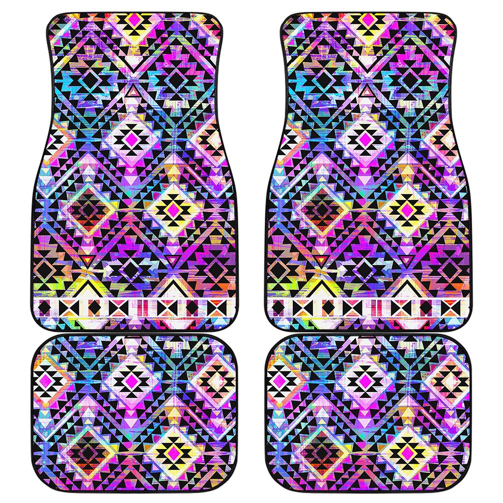 Colorful Aztec Pattern Print Front and Back Car Floor Mats