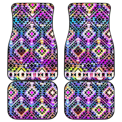 Colorful Aztec Pattern Print Front and Back Car Floor Mats