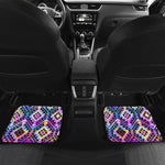 Colorful Aztec Pattern Print Front and Back Car Floor Mats