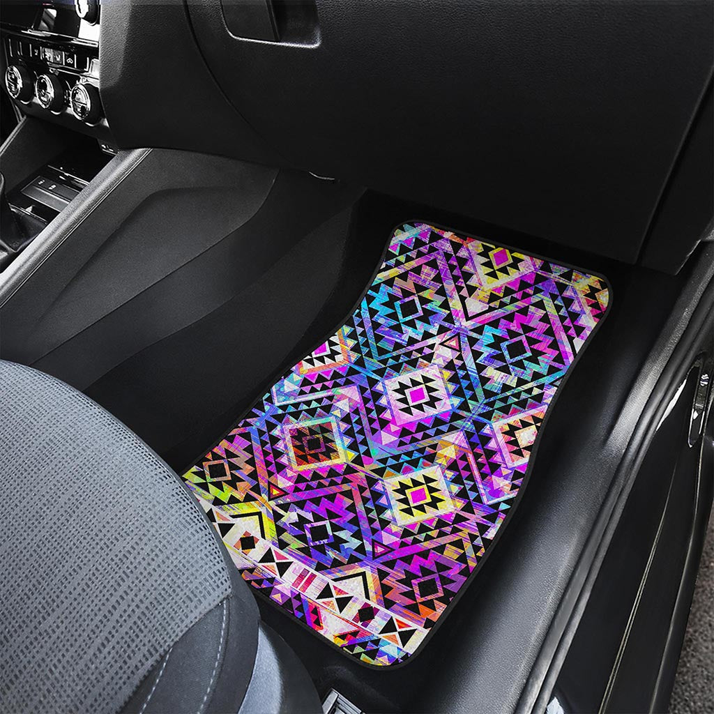 Colorful Aztec Pattern Print Front and Back Car Floor Mats