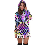 Colorful Aztec Pattern Print Hoodie Dress GearFrost