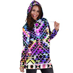 Colorful Aztec Pattern Print Hoodie Dress GearFrost