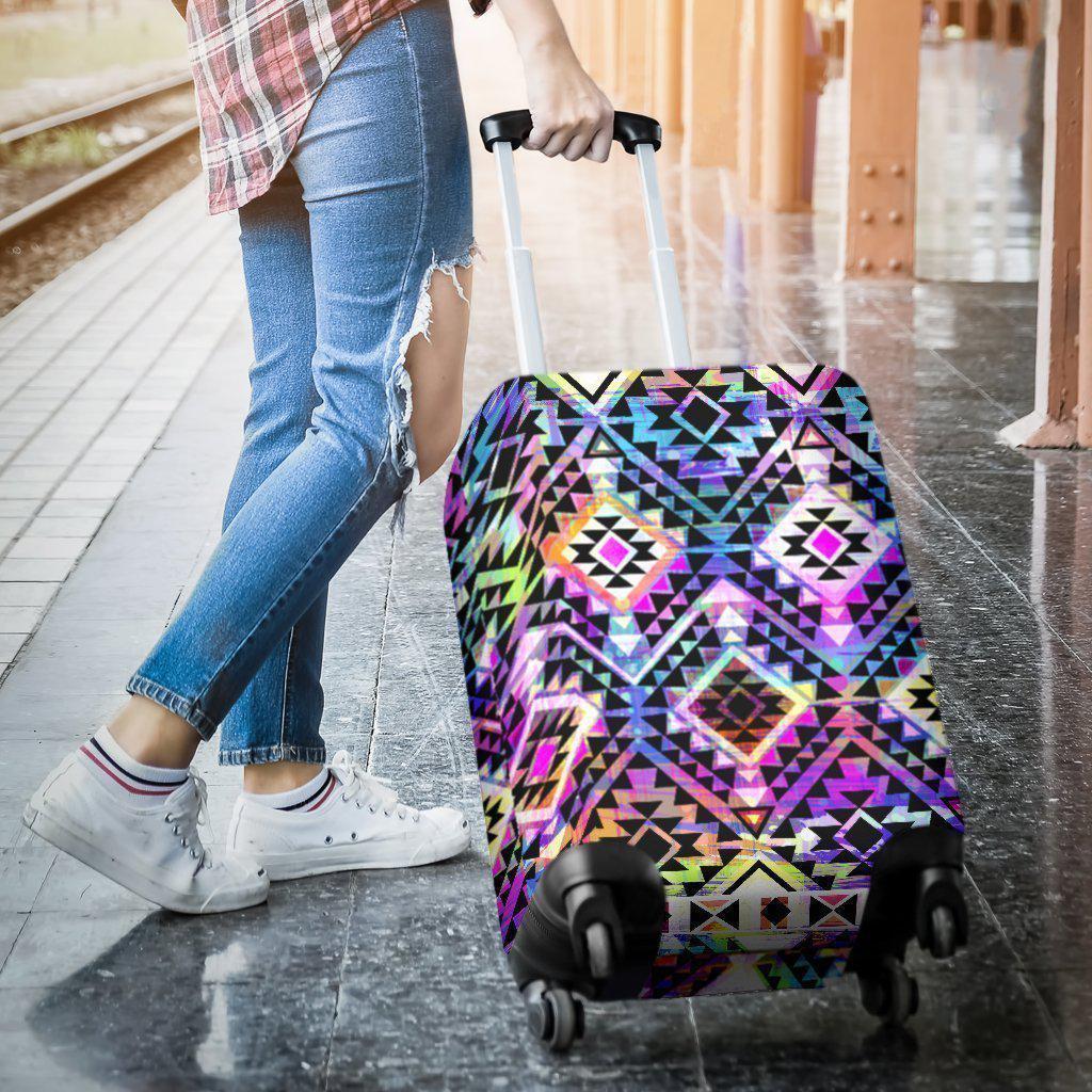 Colorful Aztec Pattern Print Luggage Cover GearFrost