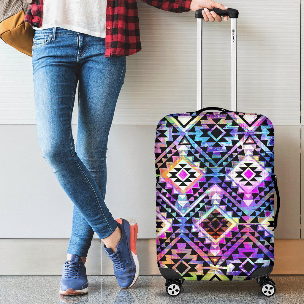 Colorful Aztec Pattern Print Luggage Cover GearFrost