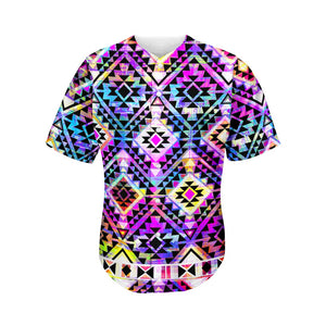 Colorful Aztec Pattern Print Men's Baseball Jersey