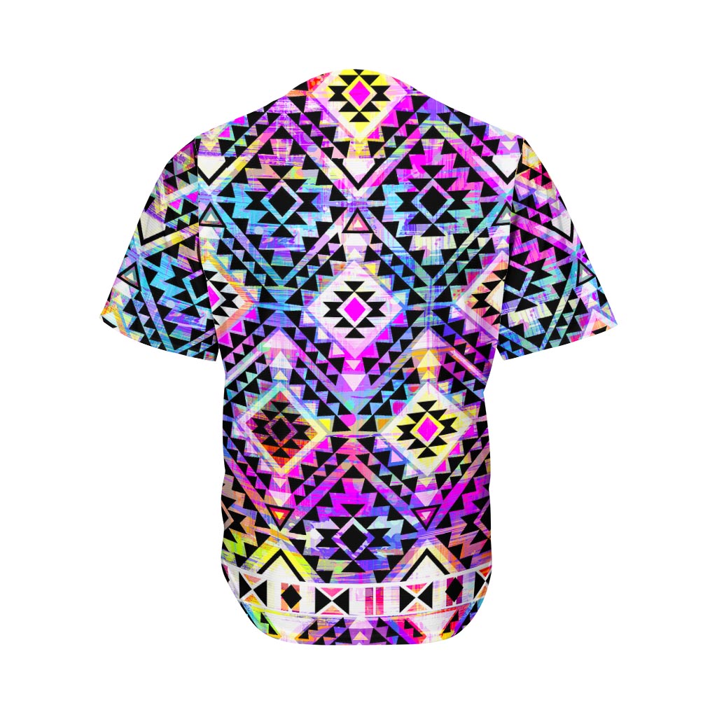 Colorful Aztec Pattern Print Men's Baseball Jersey