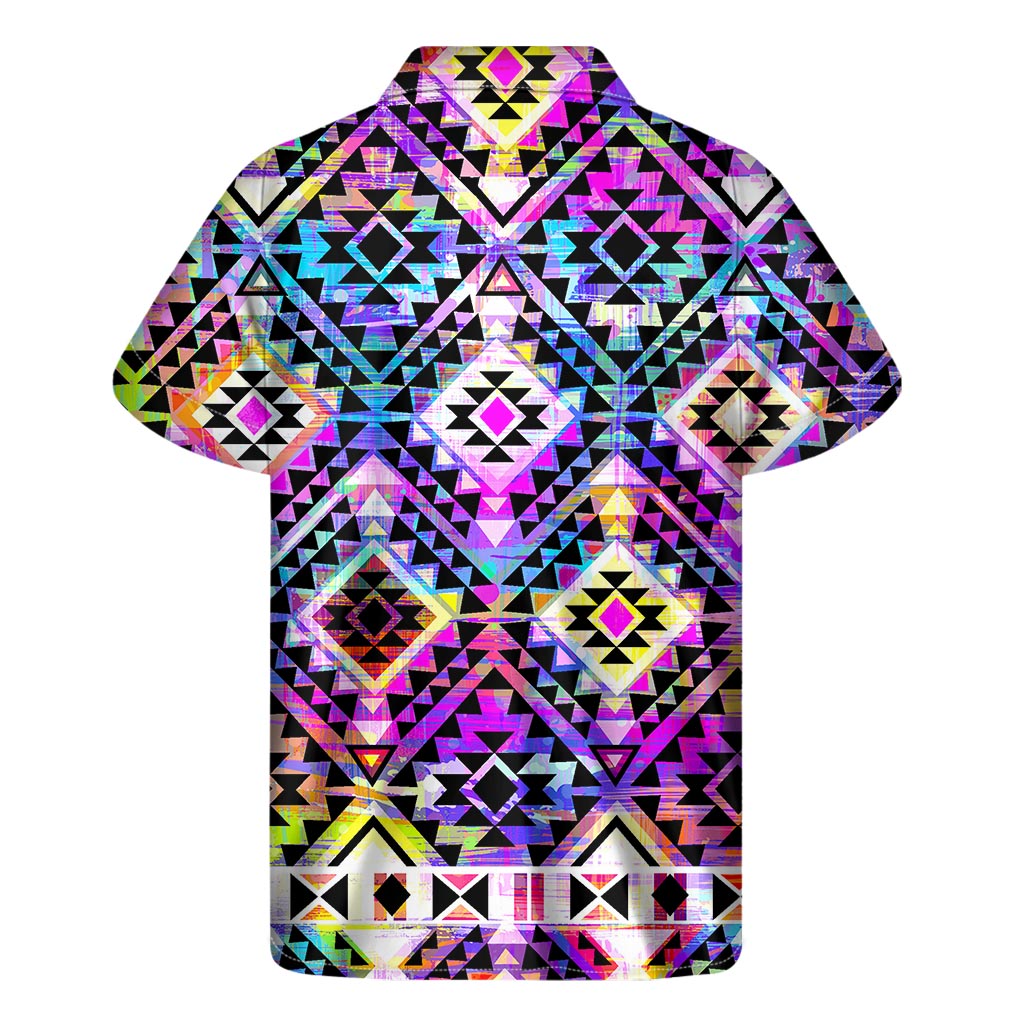 Colorful Aztec Pattern Print Men's Short Sleeve Shirt