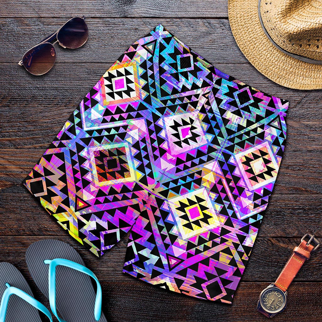 Colorful Aztec Pattern Print Men's Shorts