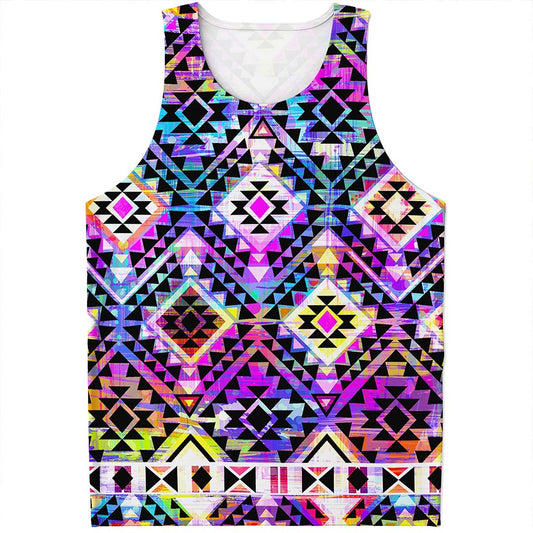 Colorful Aztec Pattern Print Men's Tank Top
