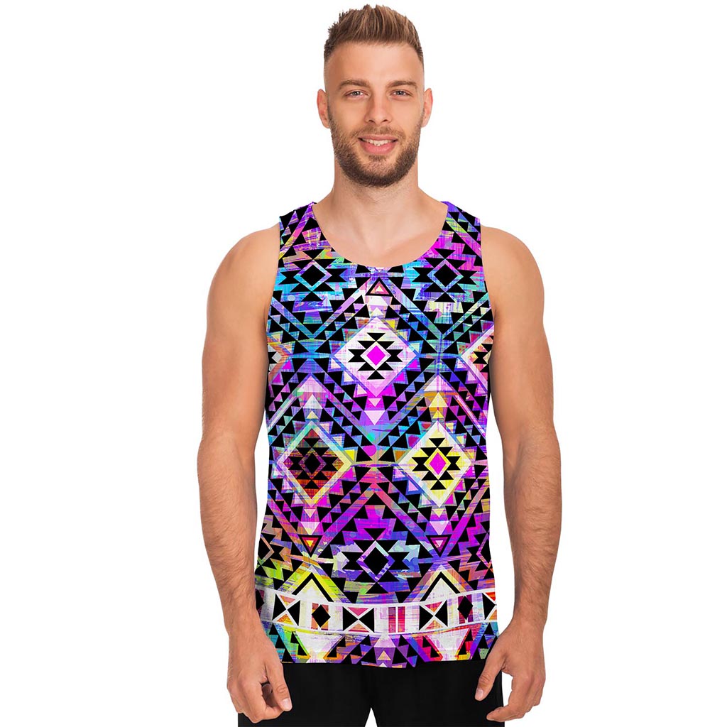 Colorful Aztec Pattern Print Men's Tank Top