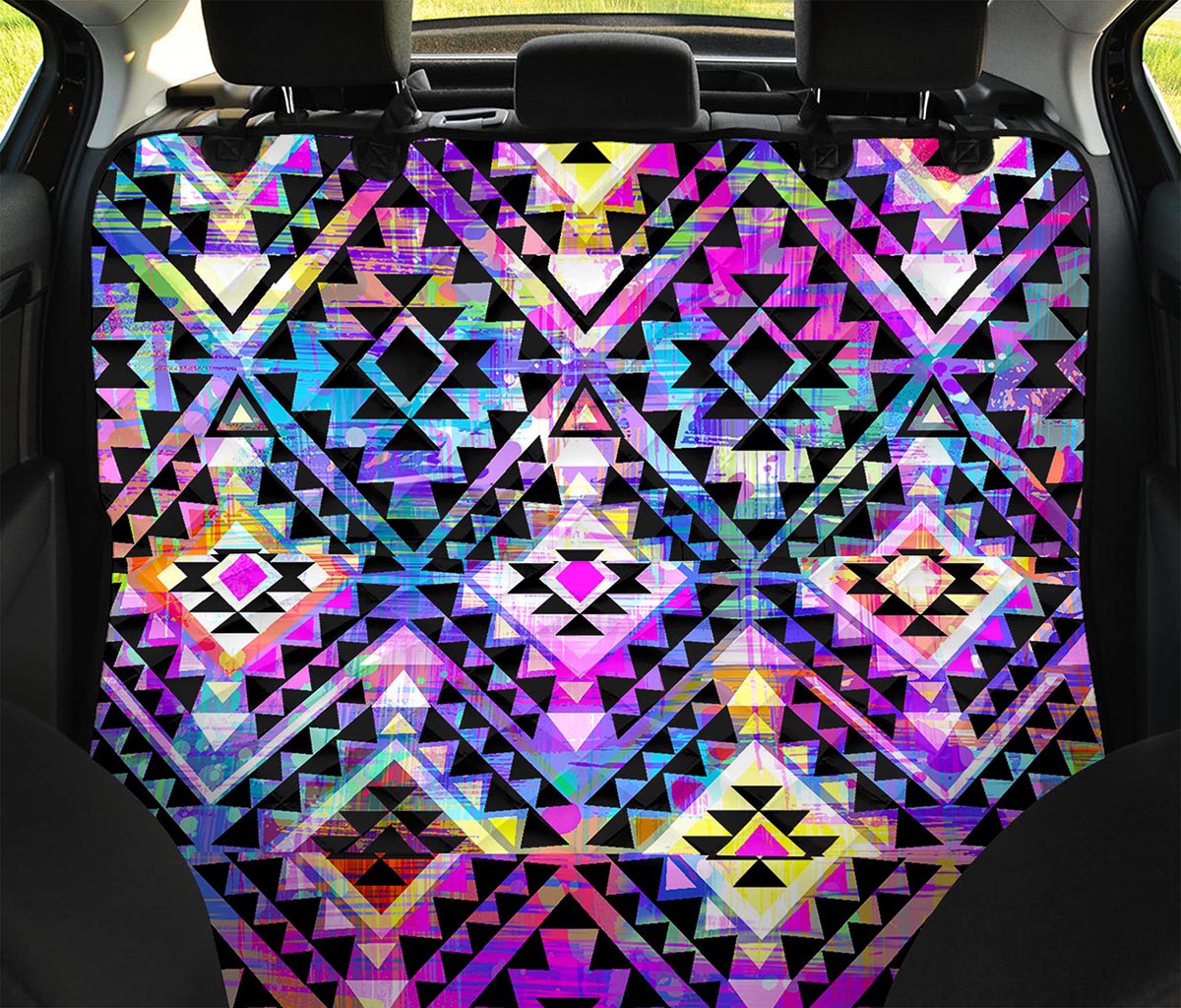 Colorful Aztec Pattern Print Pet Car Back Seat Cover