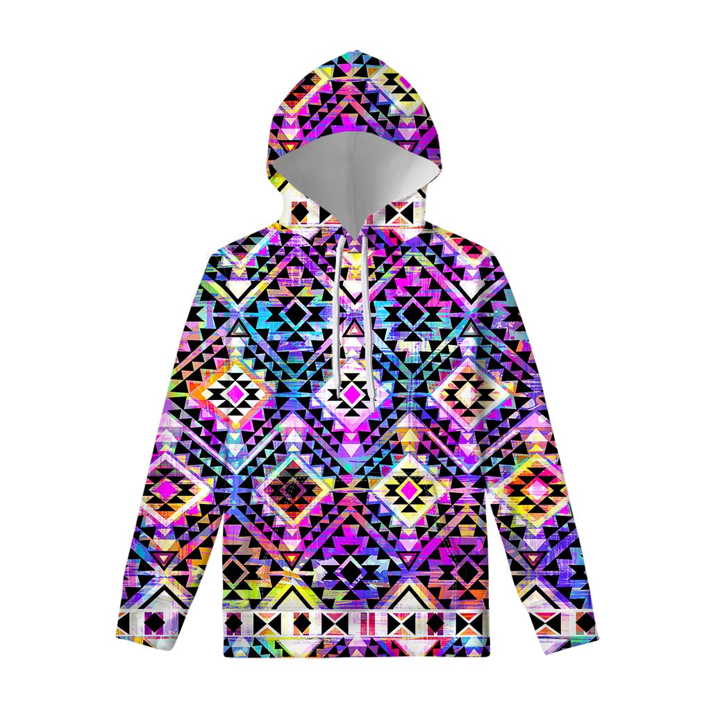 Colorful Aztec Pattern Print Pullover Hoodie