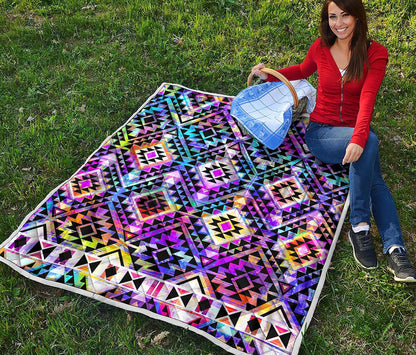 Colorful Aztec Pattern Print Quilt