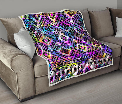 Colorful Aztec Pattern Print Quilt