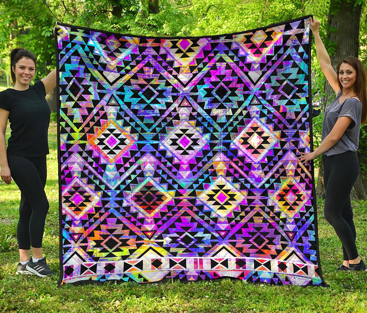 Colorful Aztec Pattern Print Quilt