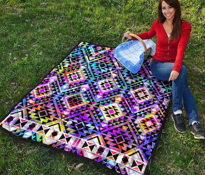 Colorful Aztec Pattern Print Quilt