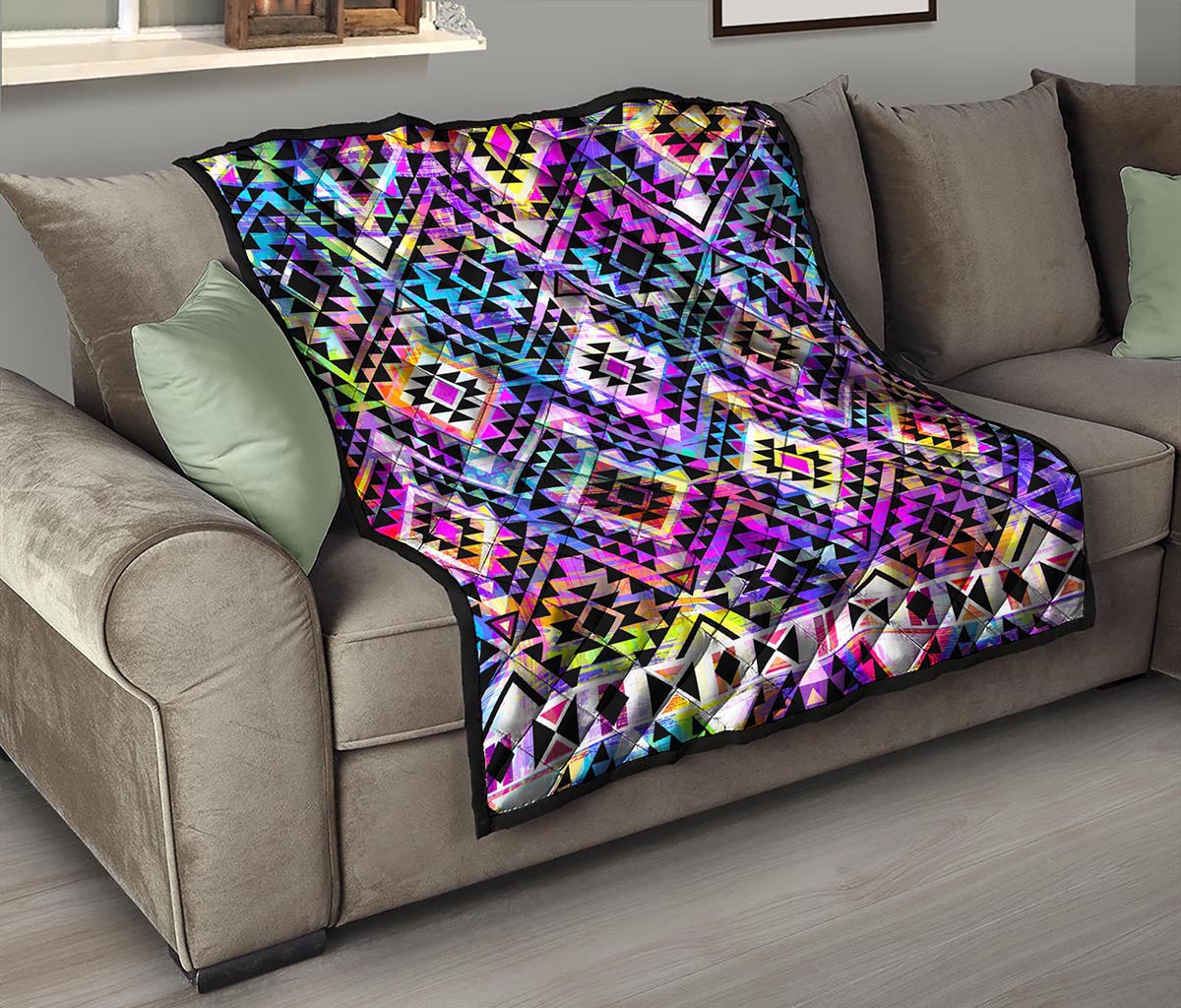 Colorful Aztec Pattern Print Quilt