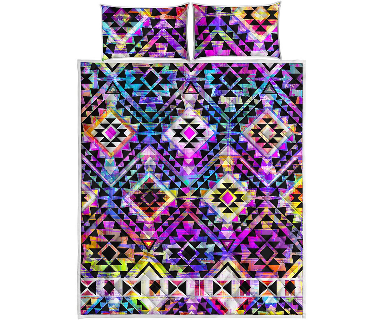 Colorful Aztec Pattern Print Quilt Bed Set