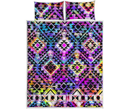 Colorful Aztec Pattern Print Quilt Bed Set