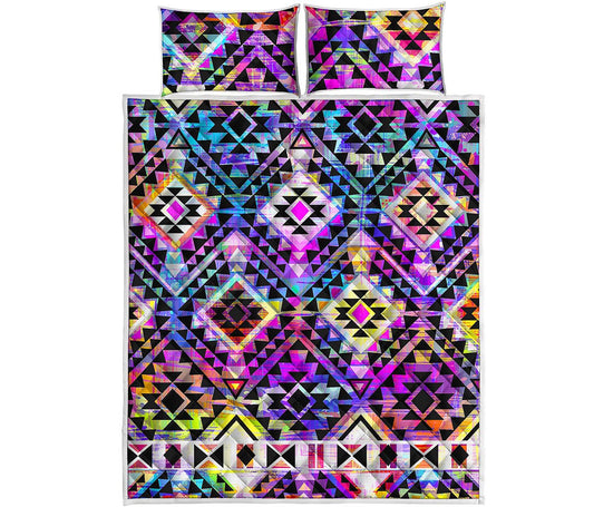 Colorful Aztec Pattern Print Quilt Bed Set