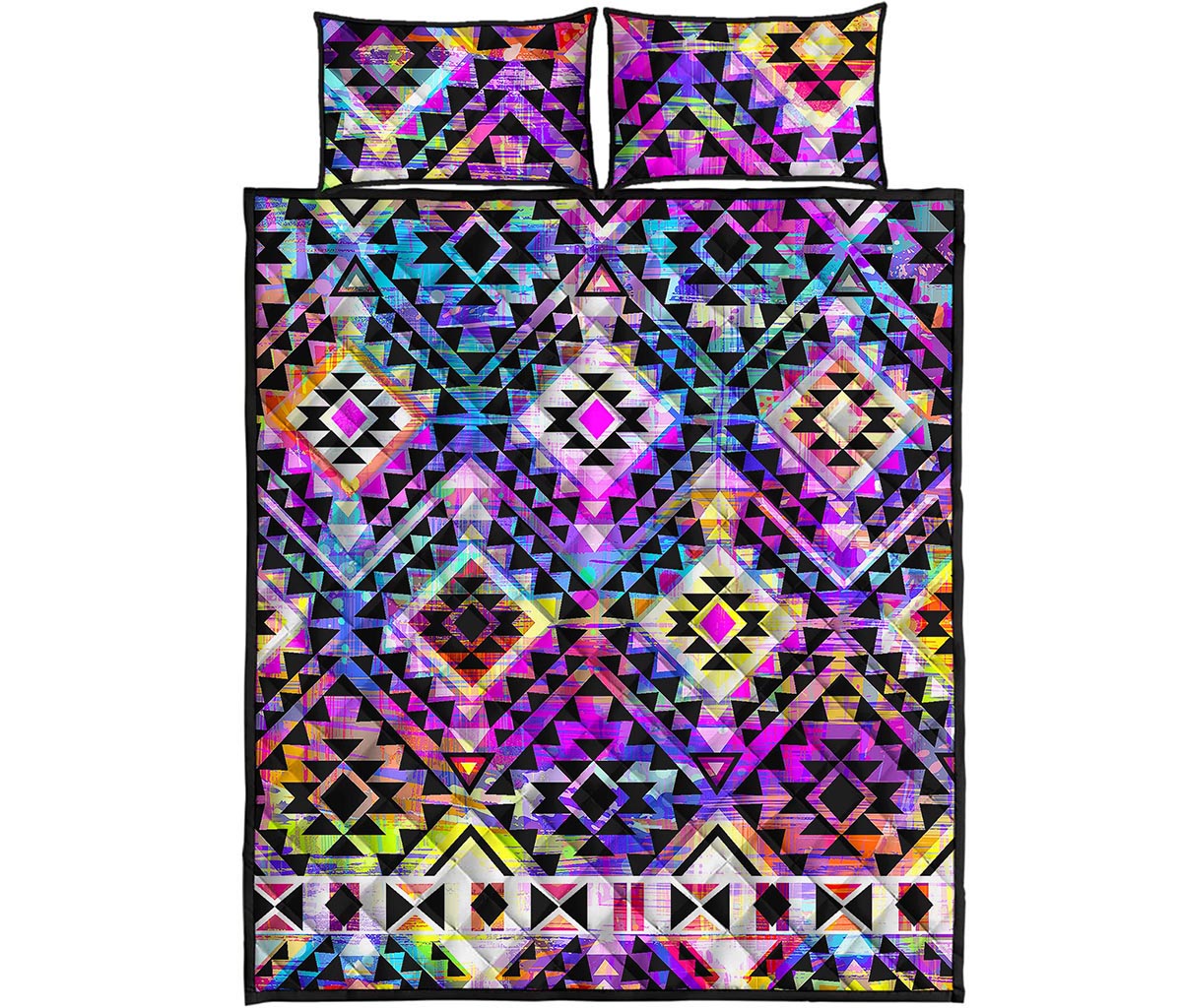 Colorful Aztec Pattern Print Quilt Bed Set