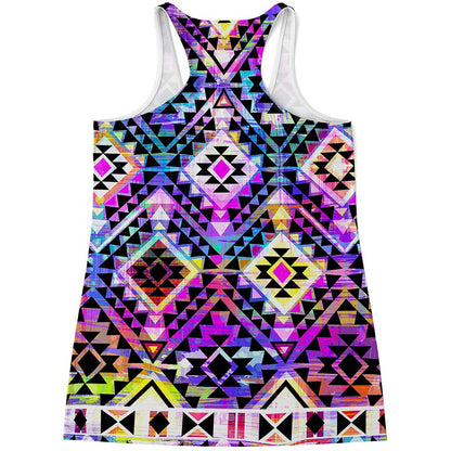 Colorful Aztec Pattern Print Women's Racerback Tank Top