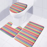 Colorful Aztec Tribal Pattern Print 3 Piece Bath Mat Set