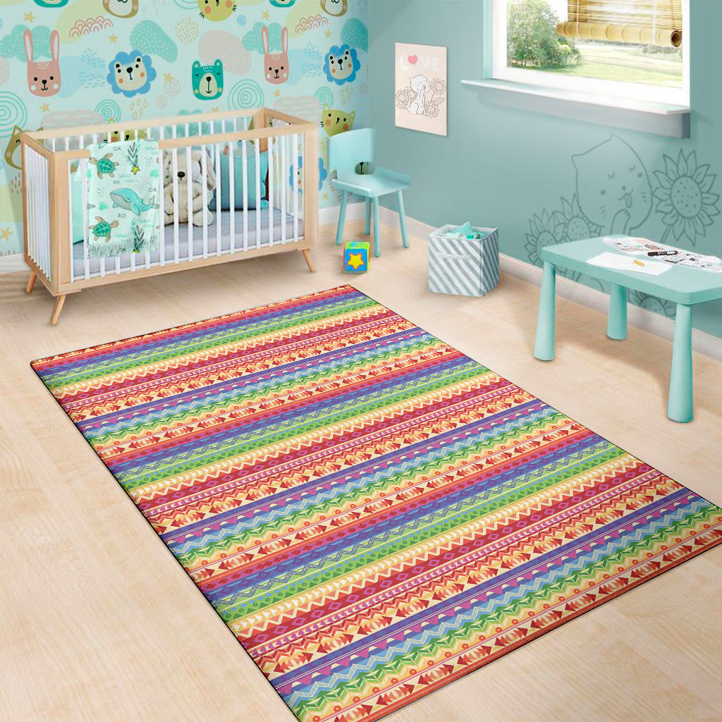 Colorful Aztec Tribal Pattern Print Area Rug