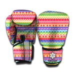 Colorful Aztec Tribal Pattern Print Boxing Gloves
