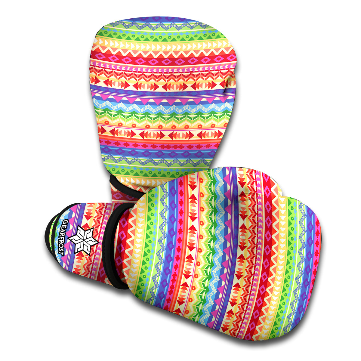 Colorful Aztec Tribal Pattern Print Boxing Gloves