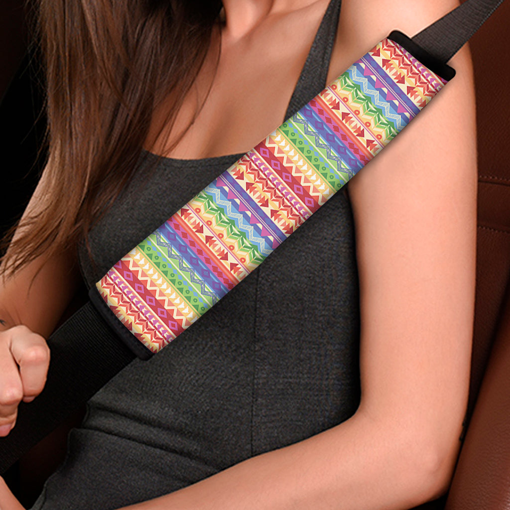 Colorful Aztec Tribal Pattern Print Car Seat Belt Covers