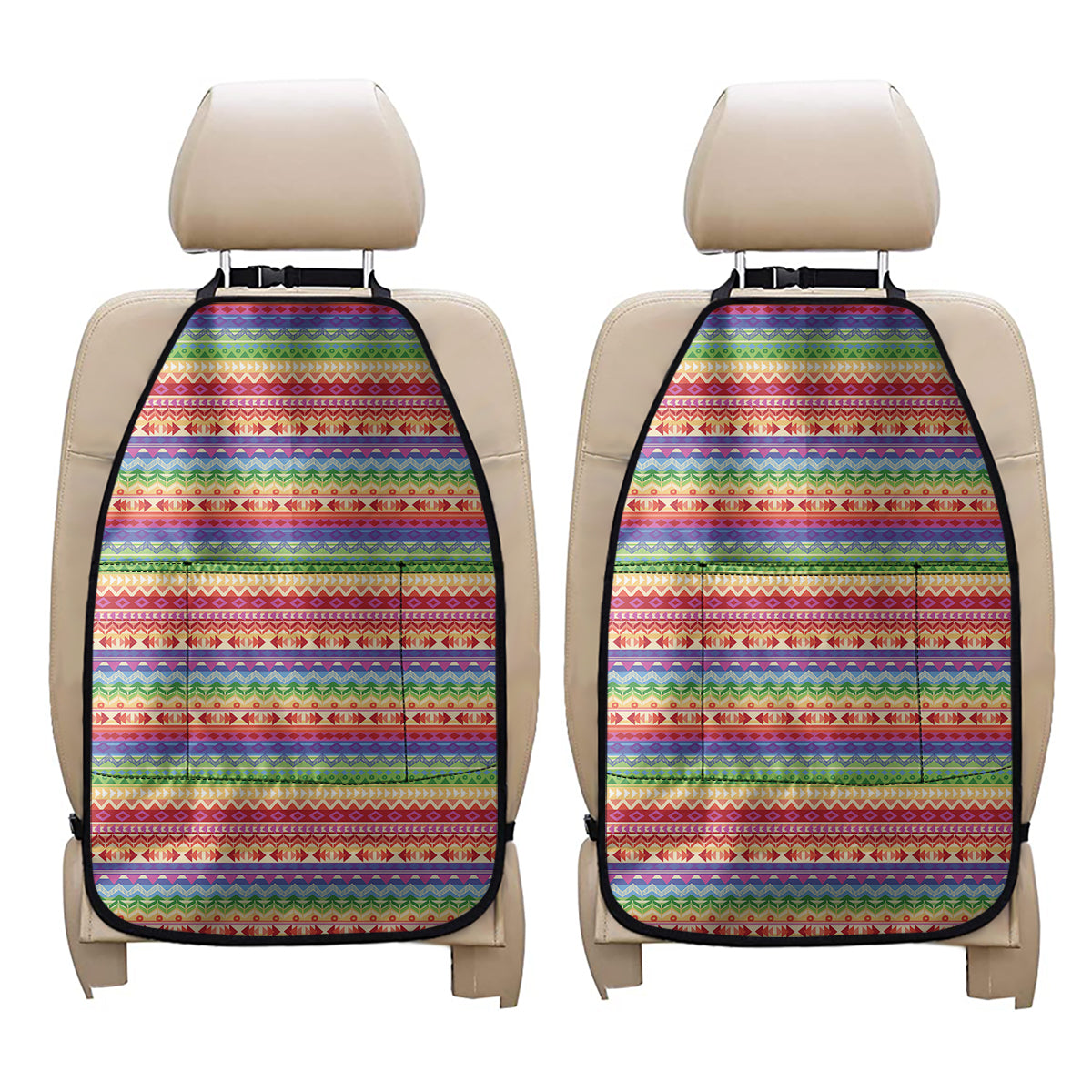 Colorful Aztec Tribal Pattern Print Car Seat Organizers