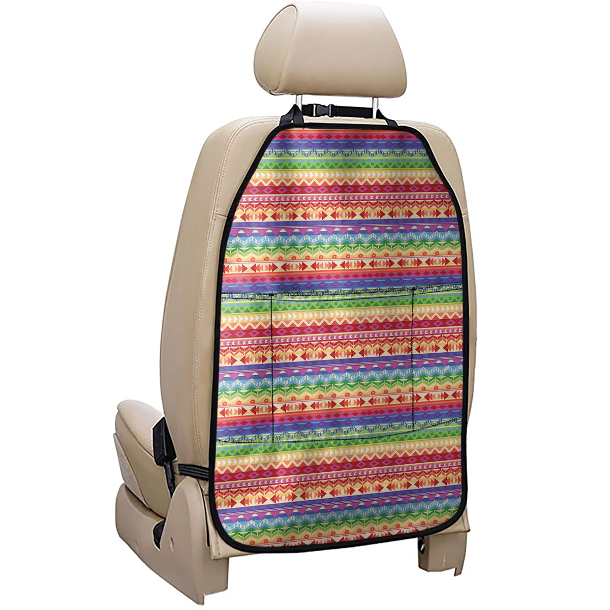 Colorful Aztec Tribal Pattern Print Car Seat Organizers